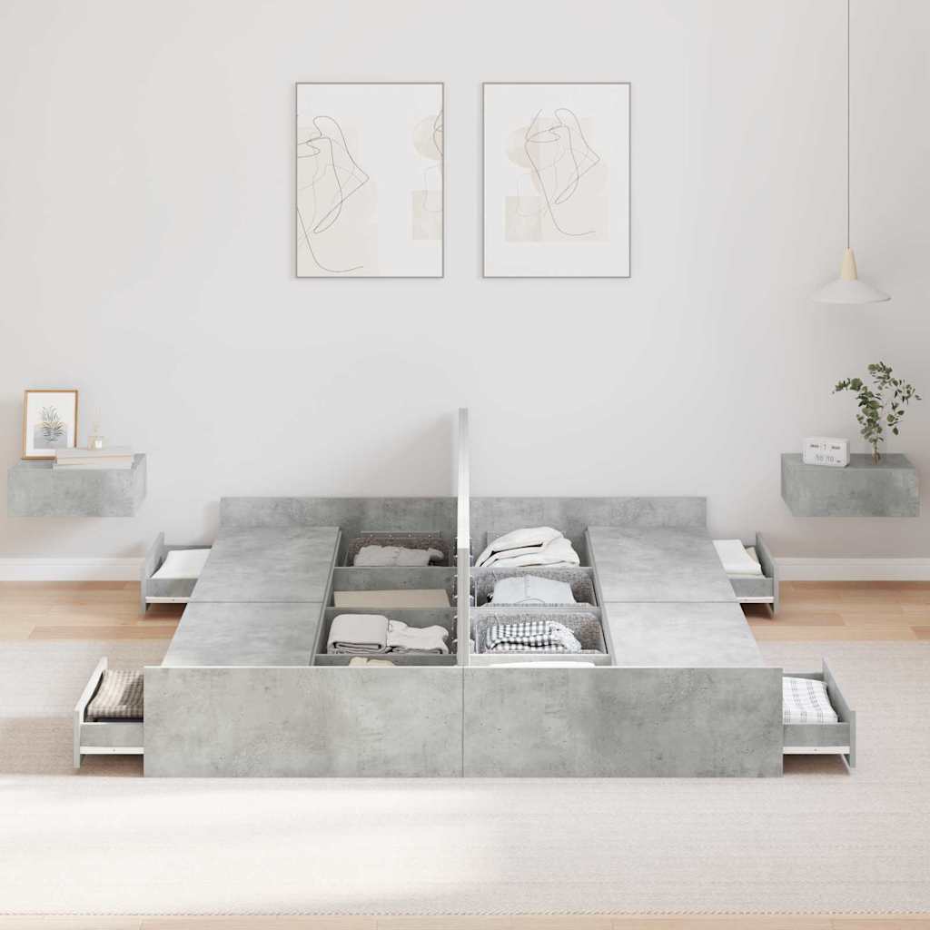 Struttura letto con contenitore Grigio cemento 140 x 190 cm | homemem39