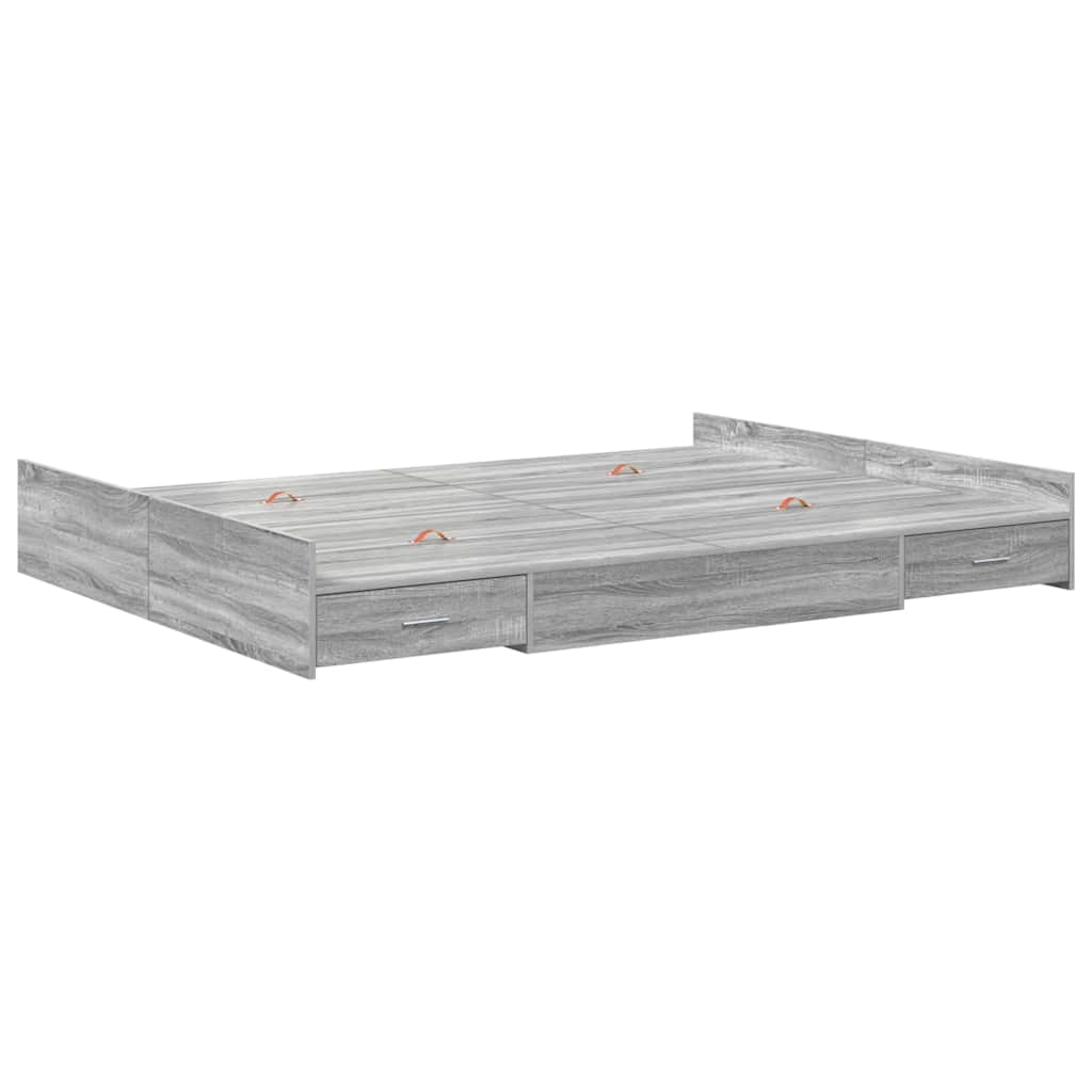 Struttura letto con contenitore Grigio Sonoma 140 x 190 cm | homemem39