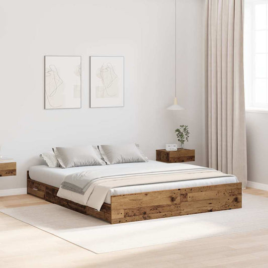 Struttura letto con contenitore Legno vecchio 140 x 190 cm