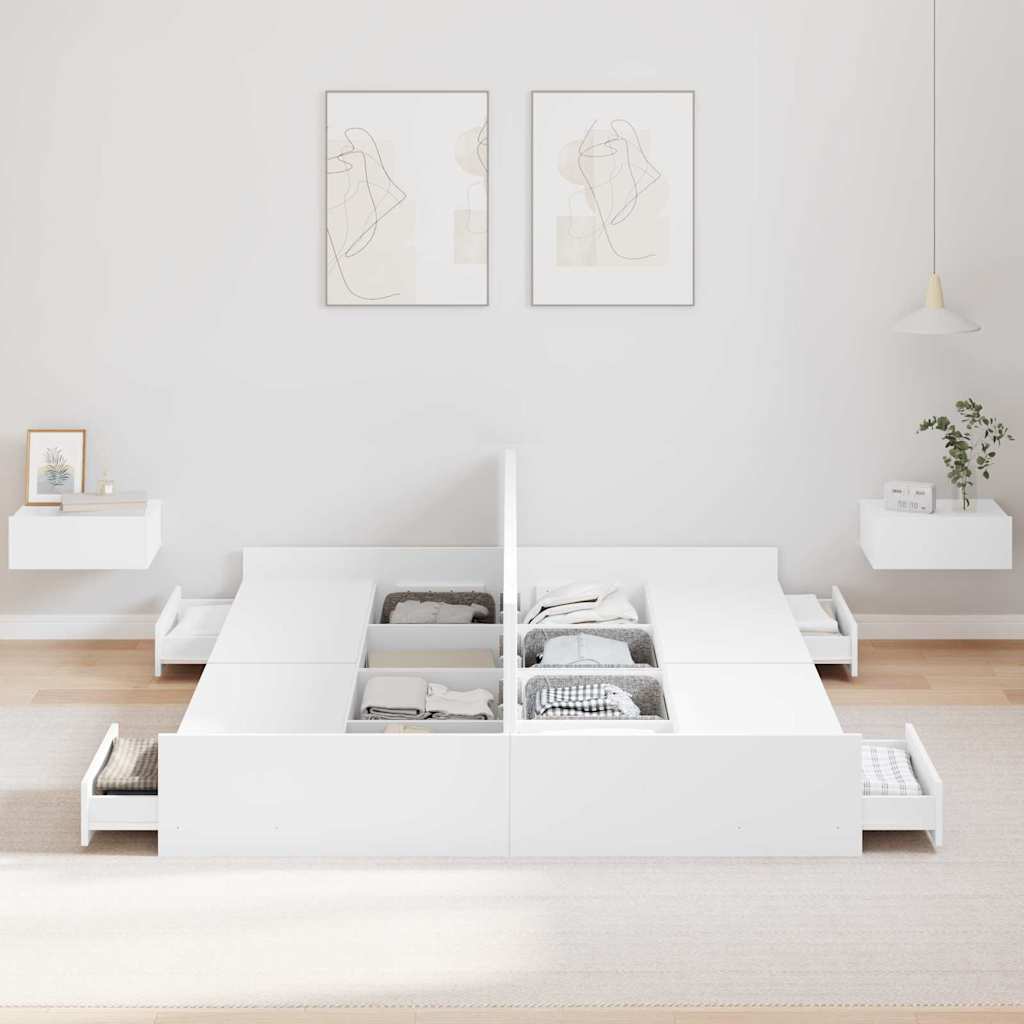 Struttura letto con contenitore Bianco 135 x 190 cm | homemem39