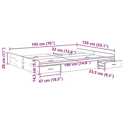 Struttura letto con contenitore Bianco 135 x 190 cm