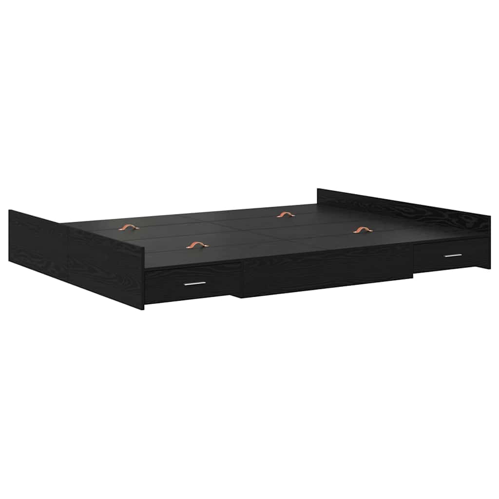 Struttura letto con contenitore Rovere Nero 135 x 190 cm | homemem39