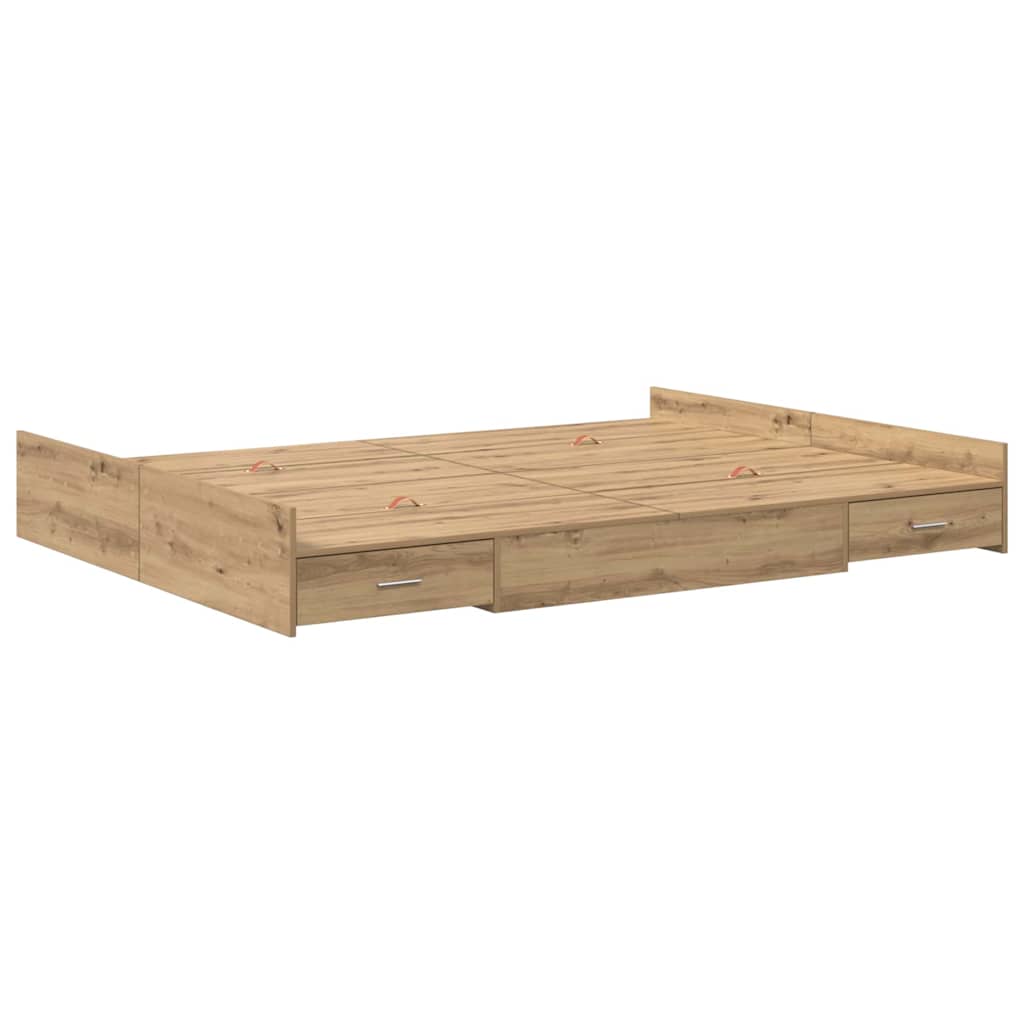 Struttura letto con contenitore Rovere artigianale 135 x 190 cm | homemem39