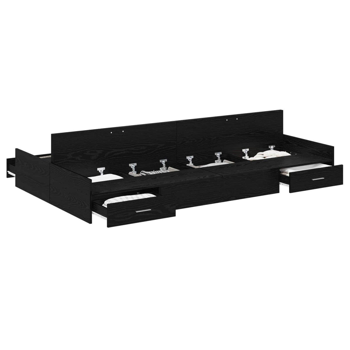 Struttura letto con contenitore Rovere Nero 120 x 190 cm