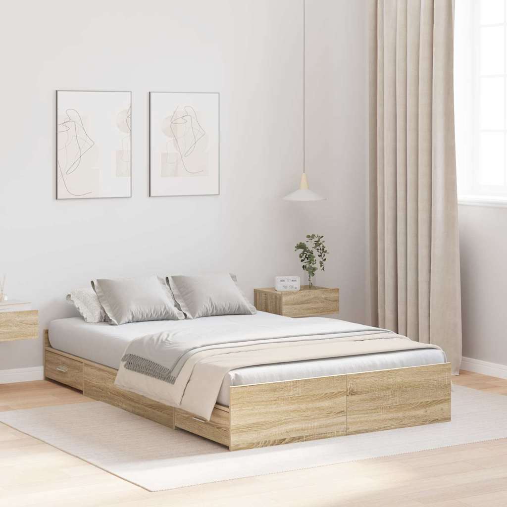Struttura letto con contenitore Rovere Sonoma 120 x 190 cm | homemem39