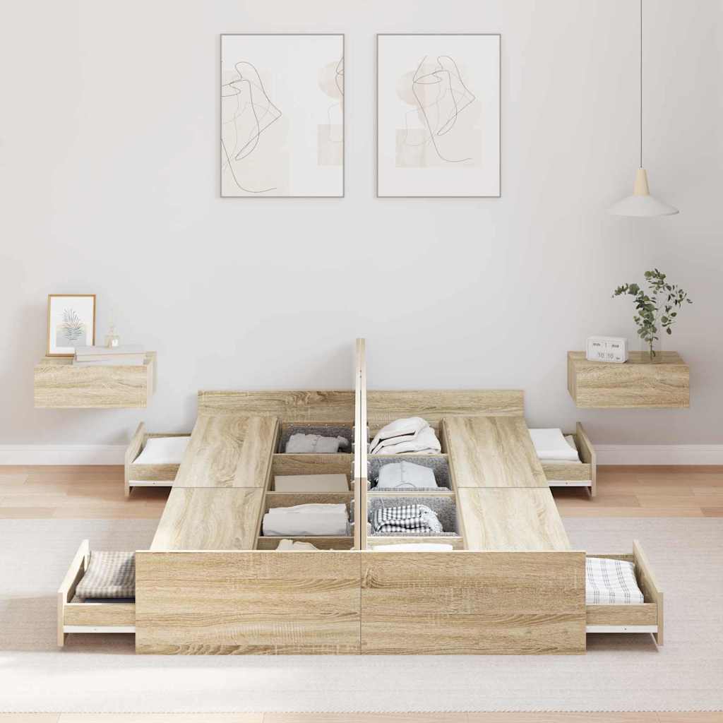 Struttura letto con contenitore Rovere Sonoma 120 x 190 cm | homemem39