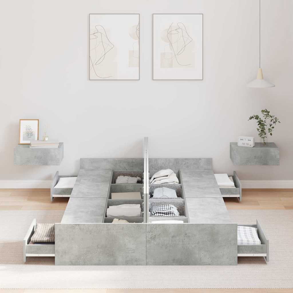 Struttura letto con contenitore Grigio cemento 120 x 190 cm