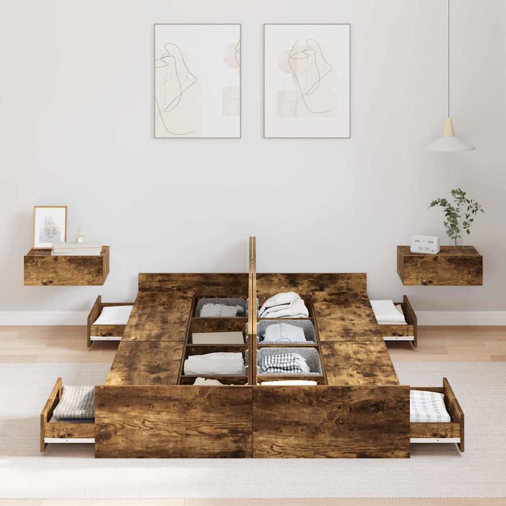 Struttura letto con contenitore Rovere fumé 120 x 190 cm