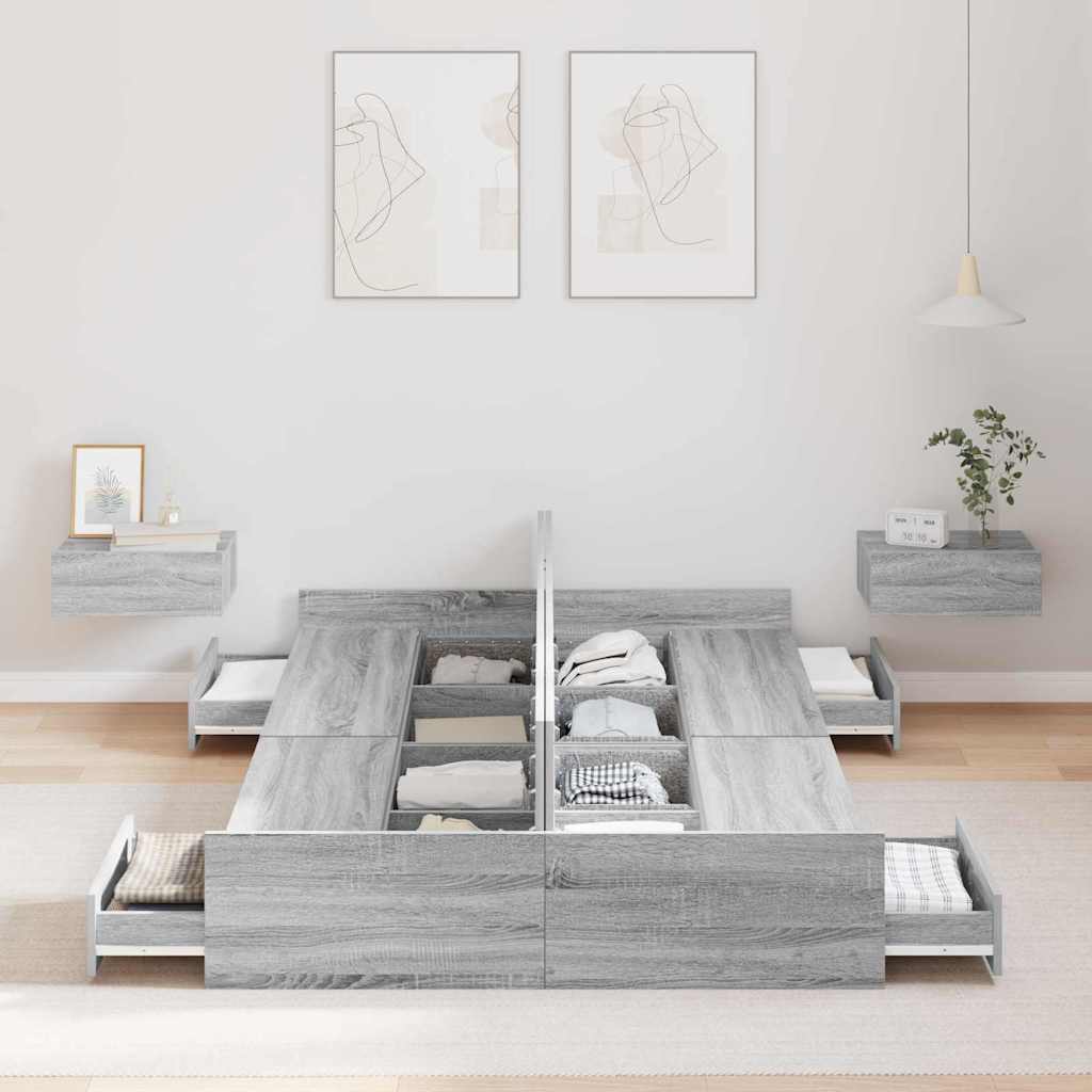 Struttura letto con contenitore Grigio Sonoma 120 x 190 cm