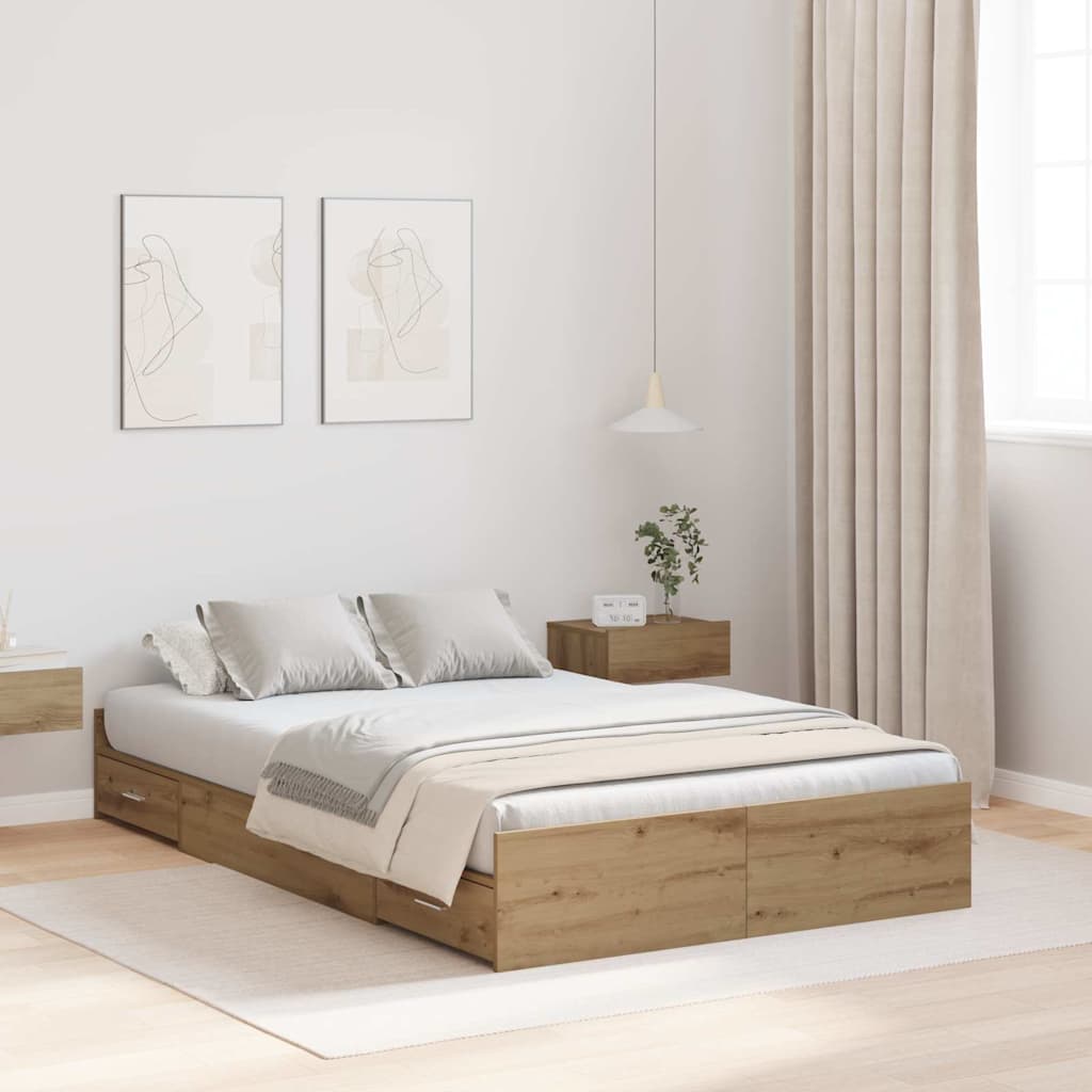 Struttura letto con contenitore Rovere artigianale 120 x 190 cm | homemem39