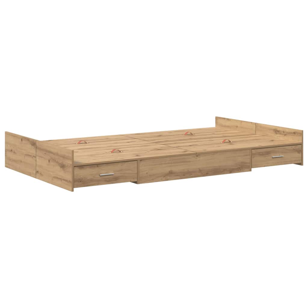 Struttura letto con contenitore Rovere artigianale 120 x 190 cm | homemem39