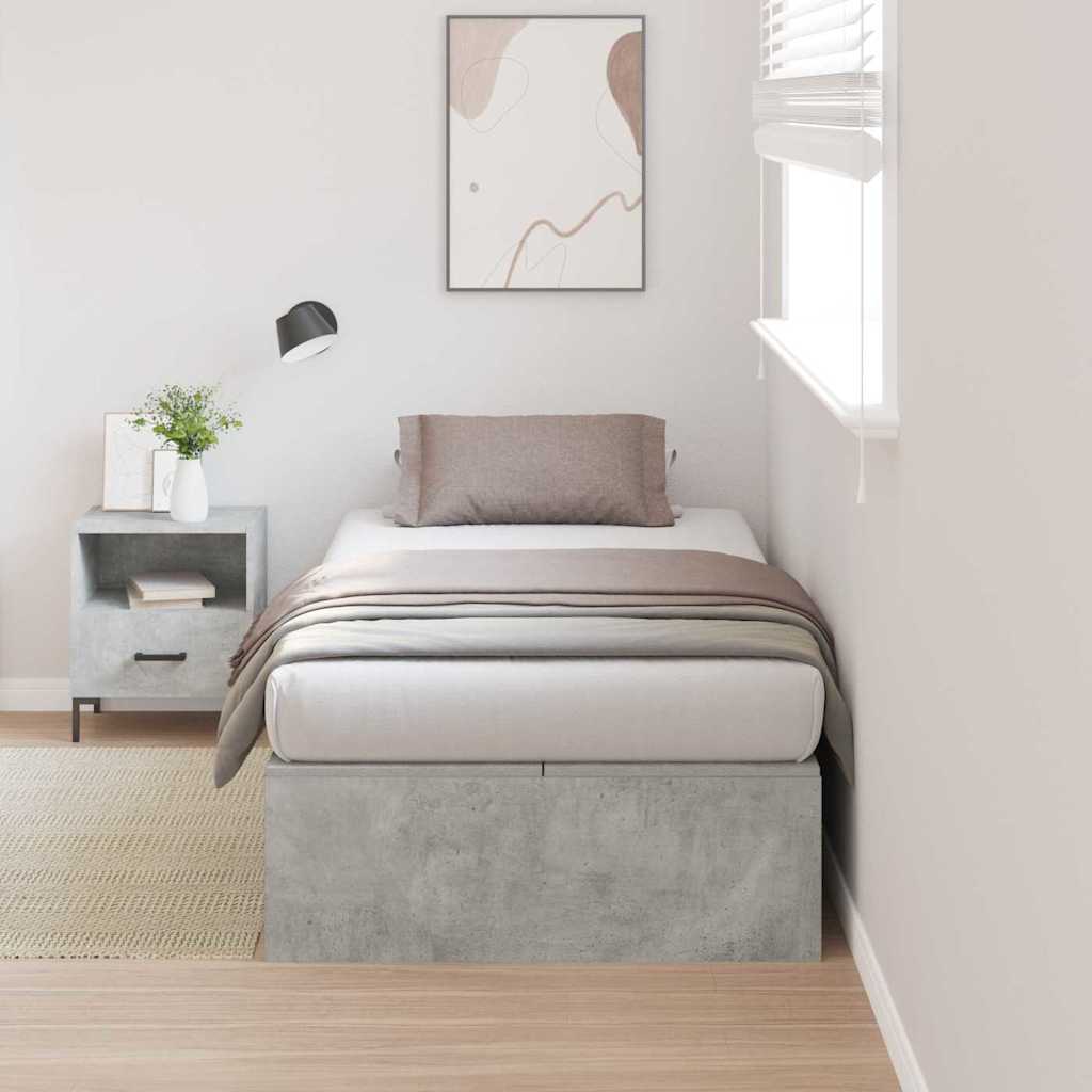 Struttura letto con contenitore Grigio cemento 90 x 200 cm