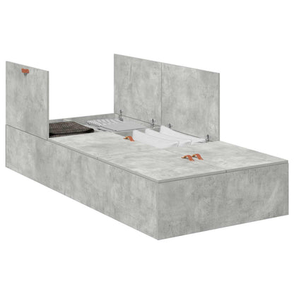 Struttura letto con contenitore Grigio cemento 90 x 200 cm
