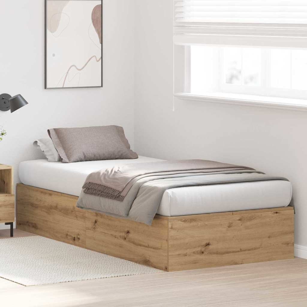 Struttura letto con contenitore Rovere artigianale 90 x 200 cm | homemem39