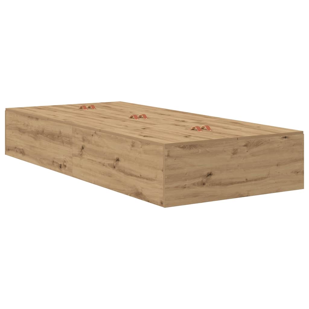 Struttura letto con contenitore Rovere artigianale 90 x 200 cm | homemem39