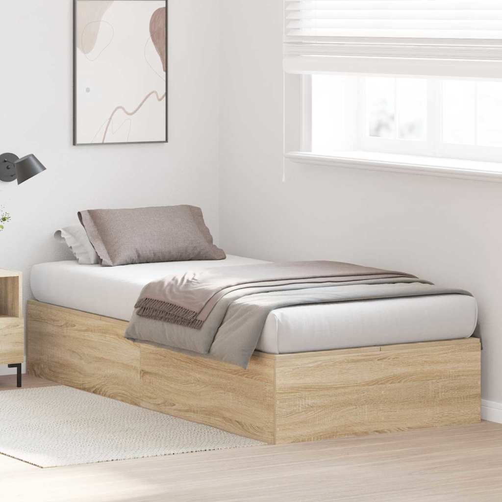 Struttura letto con contenitore Rovere Sonoma 100 x 200 cm | homemem39