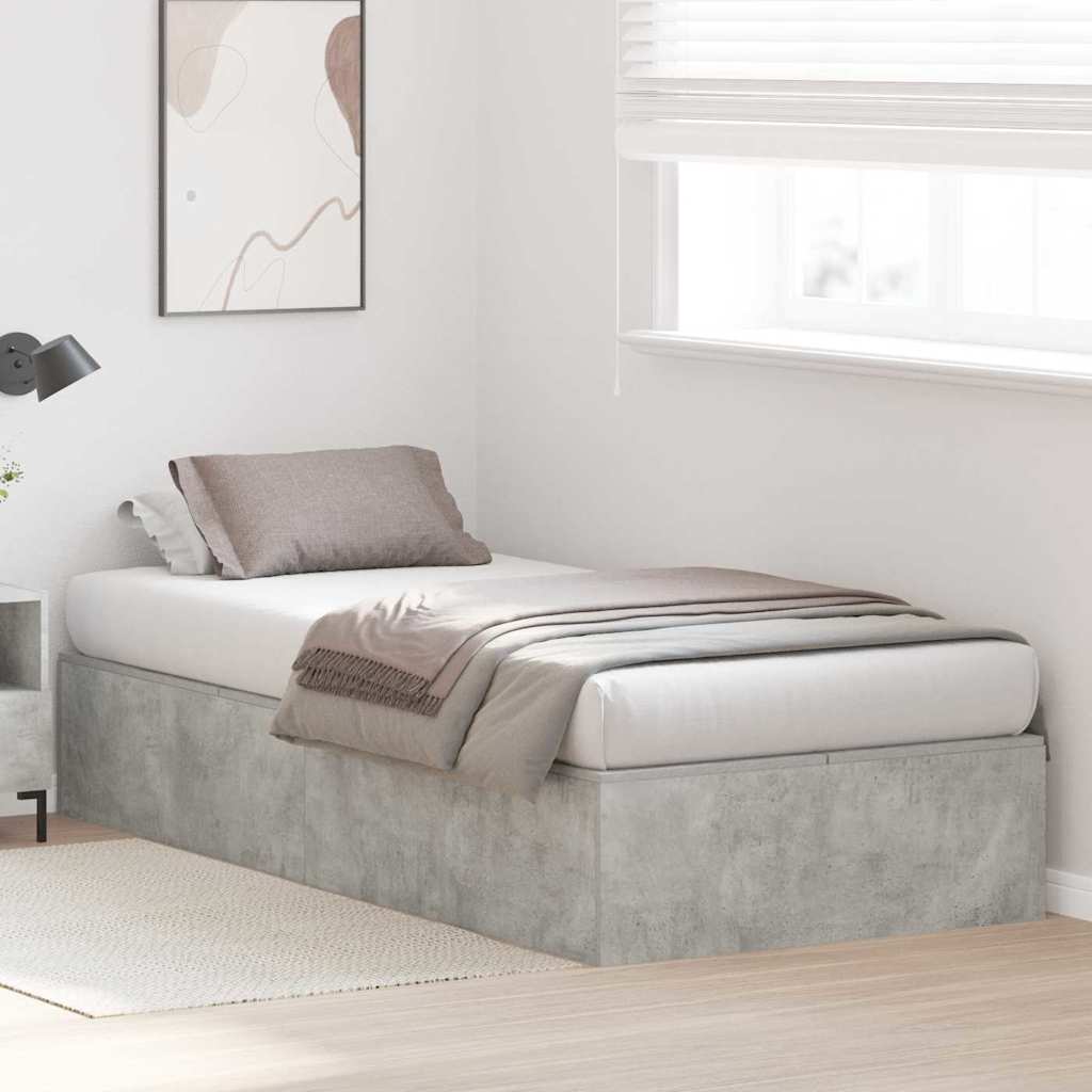 Struttura letto con contenitore Grigio cemento 100 x 200 cm | homemem39