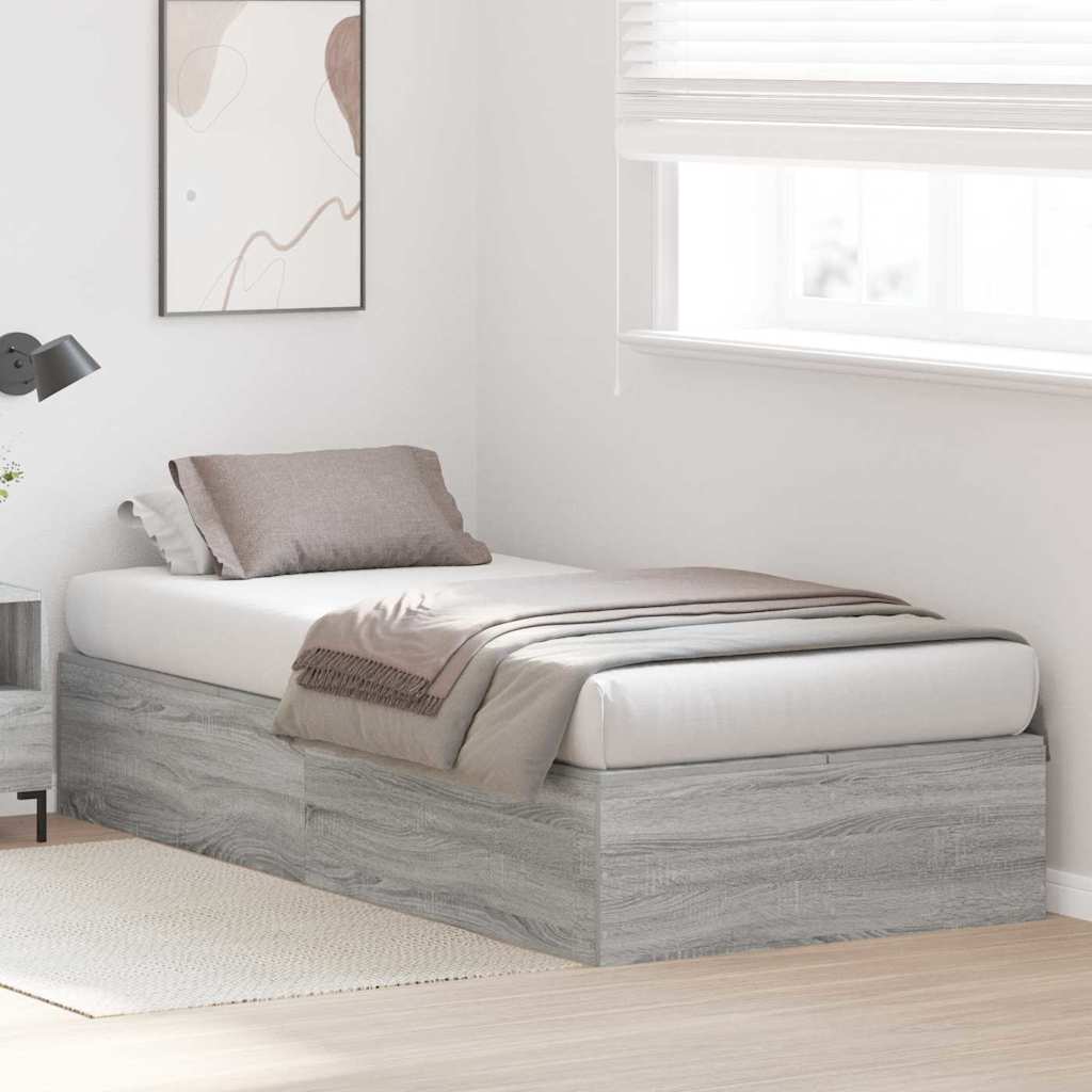 Struttura letto con contenitore Grigio Sonoma 100 x 200 cm | homemem39