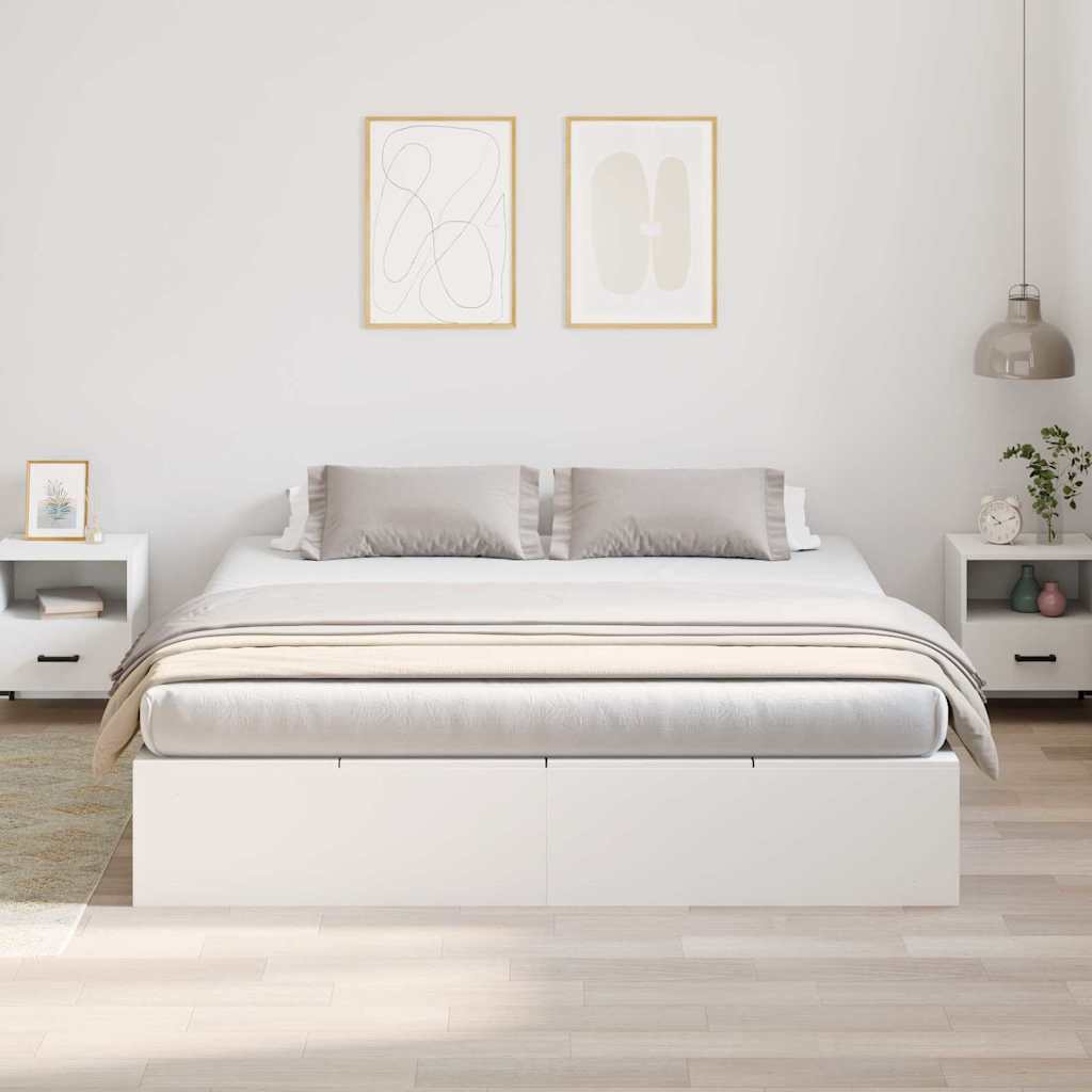 Struttura letto con contenitore Bianco 200 x 200 cm