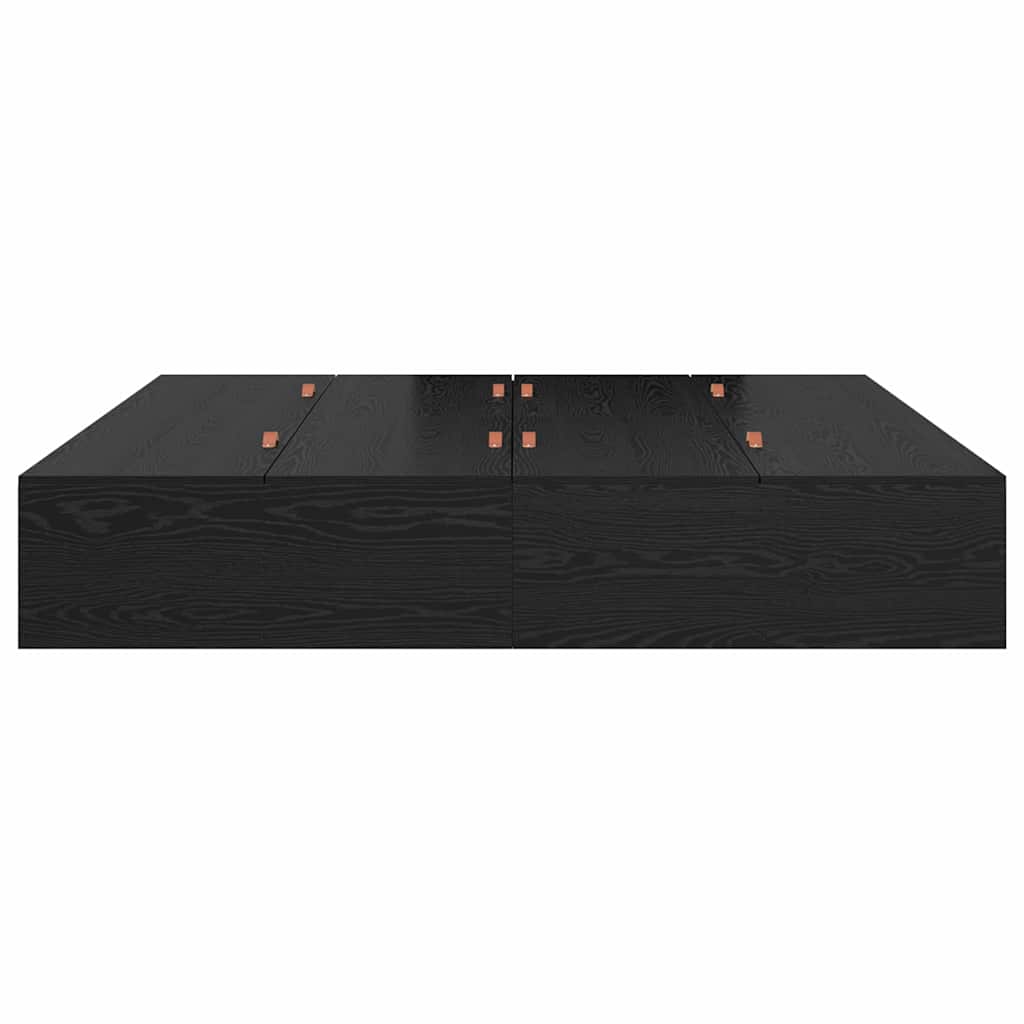 Struttura letto con contenitore Rovere Nero 200 x 200 cm