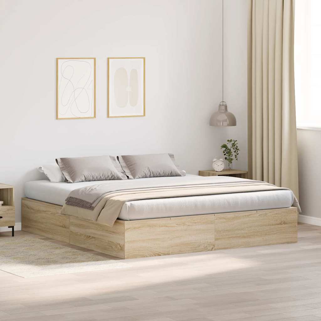 Struttura letto con contenitore Rovere Sonoma 200 x 200 cm