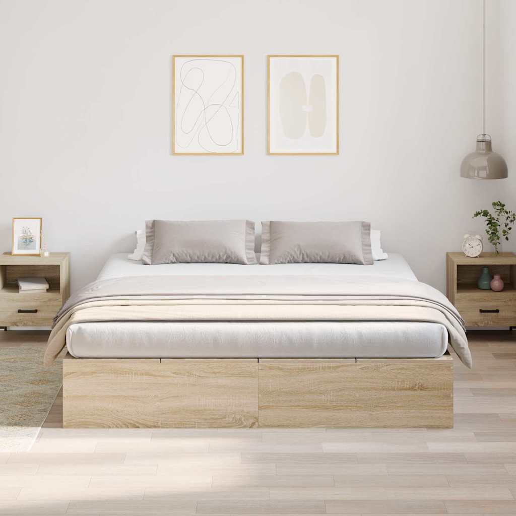 Struttura letto con contenitore Rovere Sonoma 200 x 200 cm