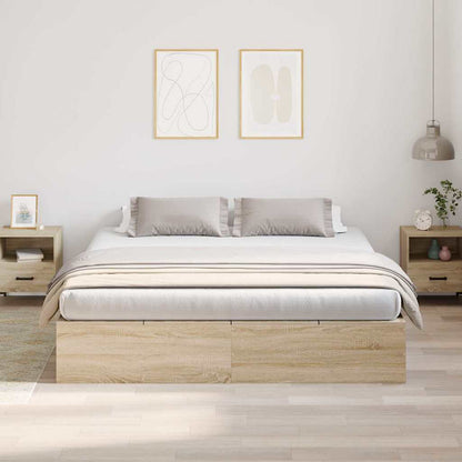 Struttura letto con contenitore Rovere Sonoma 200 x 200 cm