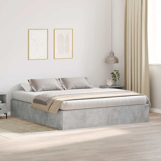 Struttura letto con contenitore Grigio cemento 200 x 200 cm