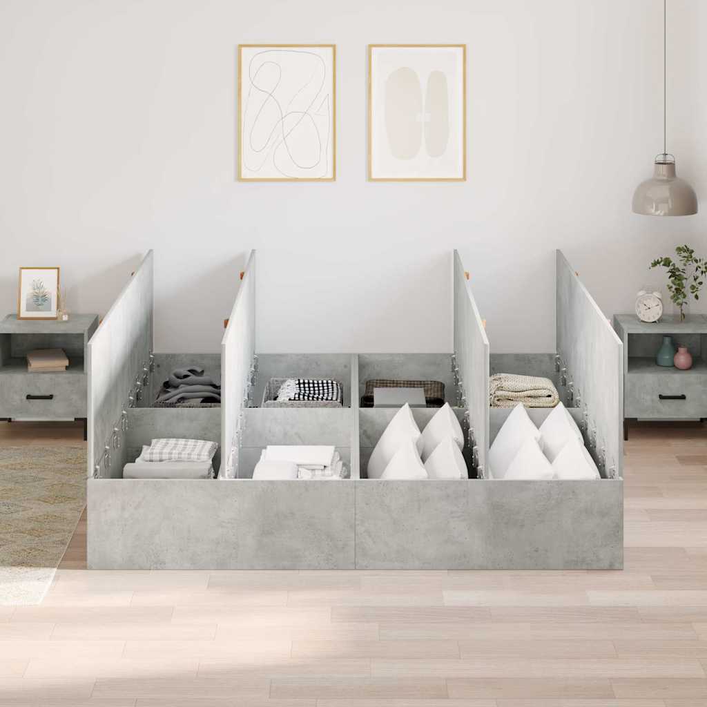 Struttura letto con contenitore Grigio cemento 200 x 200 cm | homemem39