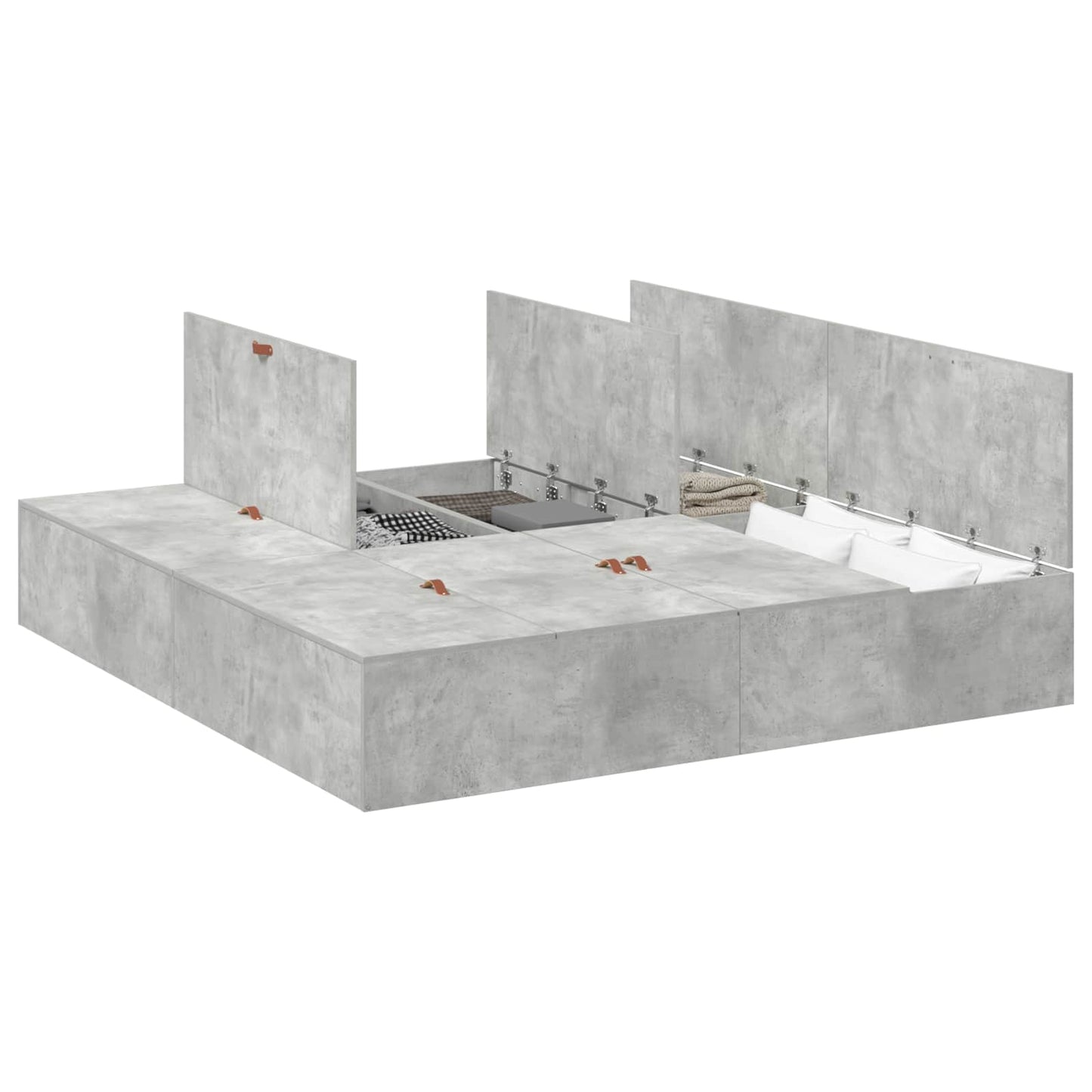 Struttura letto con contenitore Grigio cemento 200 x 200 cm