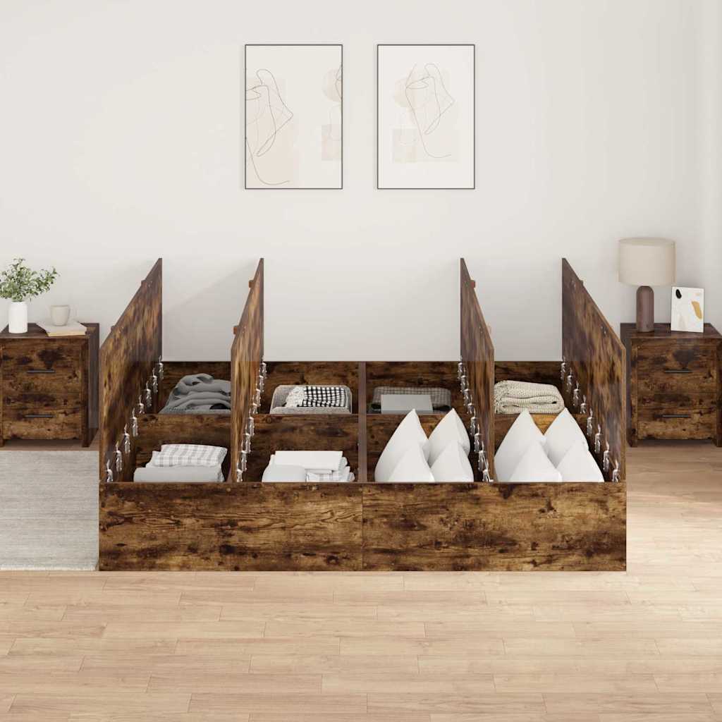 Struttura letto con contenitore Rovere fumé 200 x 200 cm