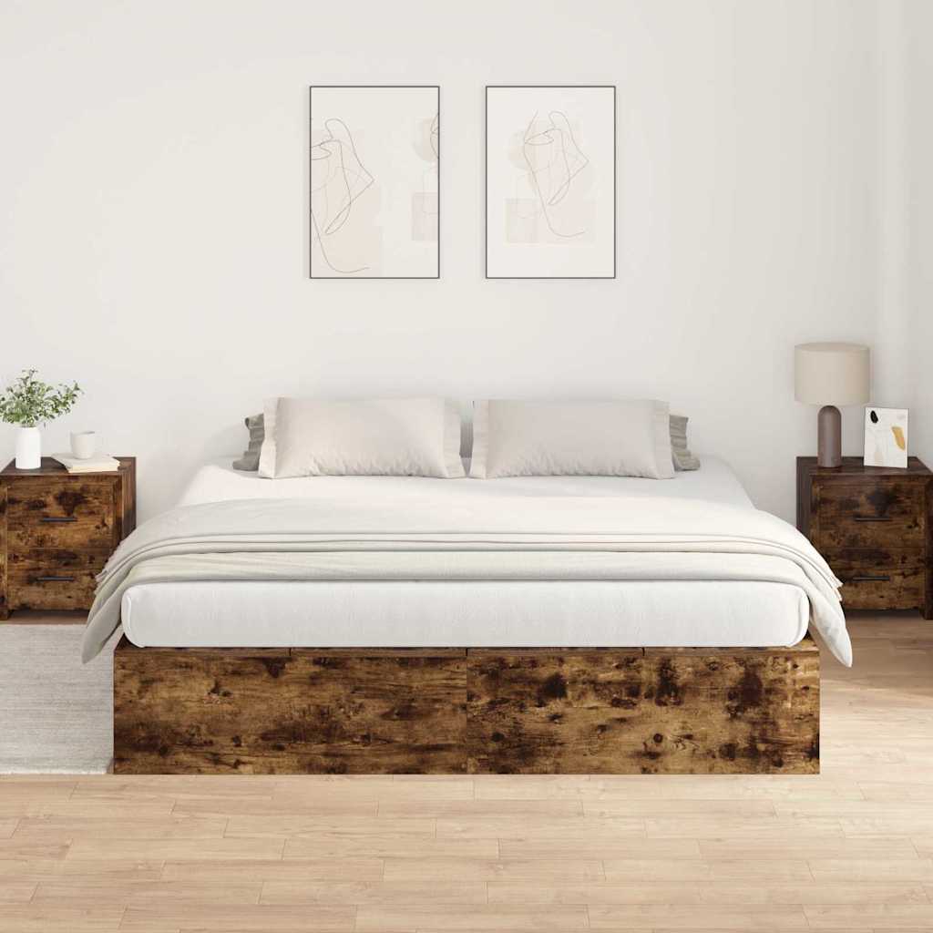Struttura letto con contenitore Rovere fumé 200 x 200 cm
