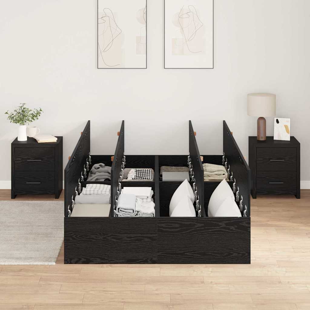 Struttura letto con contenitore Rovere Nero 120 x 200 cm | homemem39