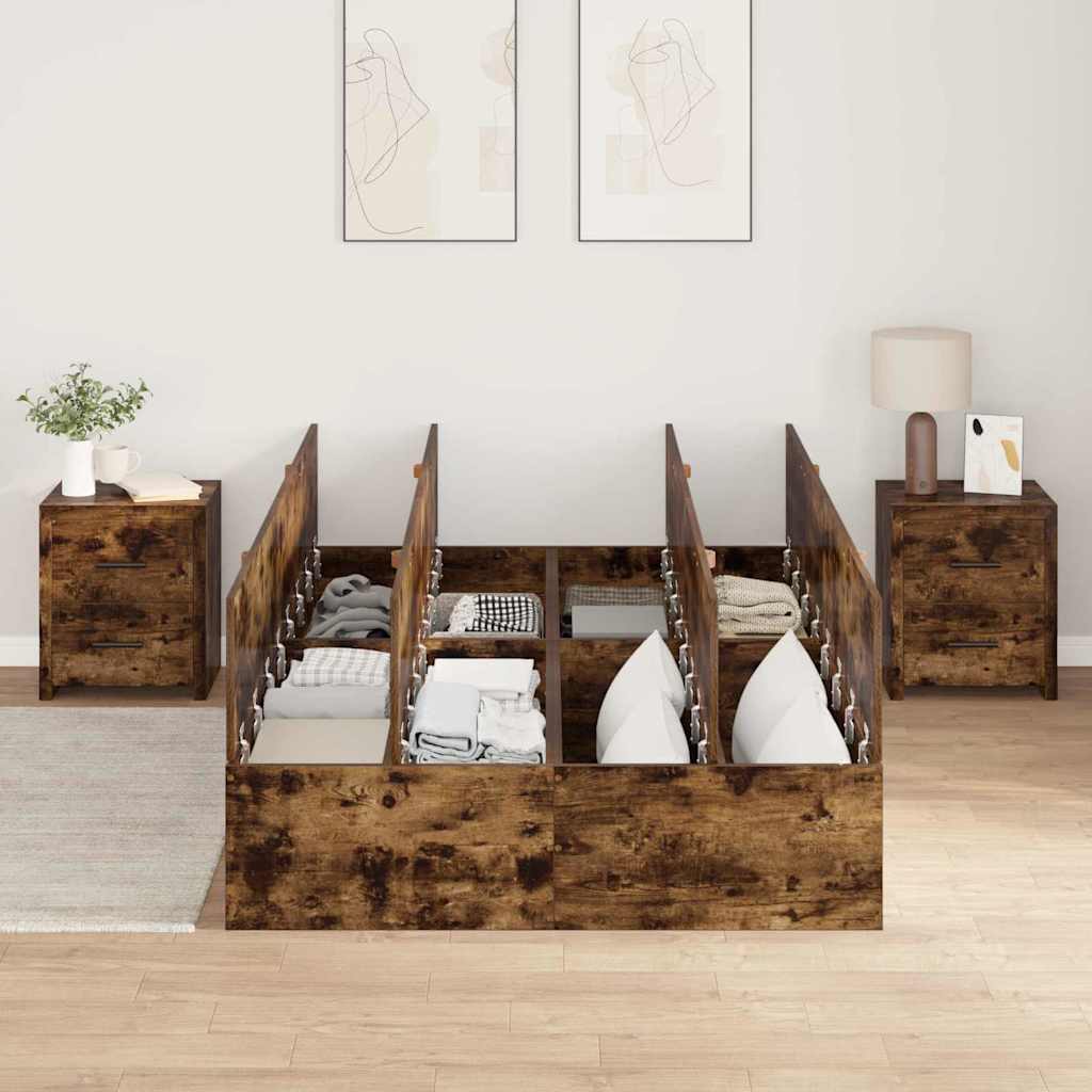 Struttura letto con contenitore Rovere fumé 120 x 200 cm | homemem39