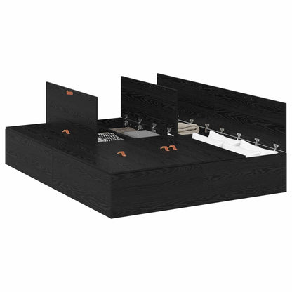 Struttura letto con contenitore Rovere Nero 140 x 200 cm