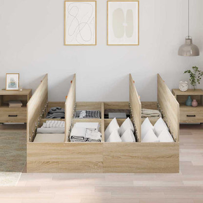 Struttura letto con contenitore Rovere Sonoma 150 x 200 cm | homemem39