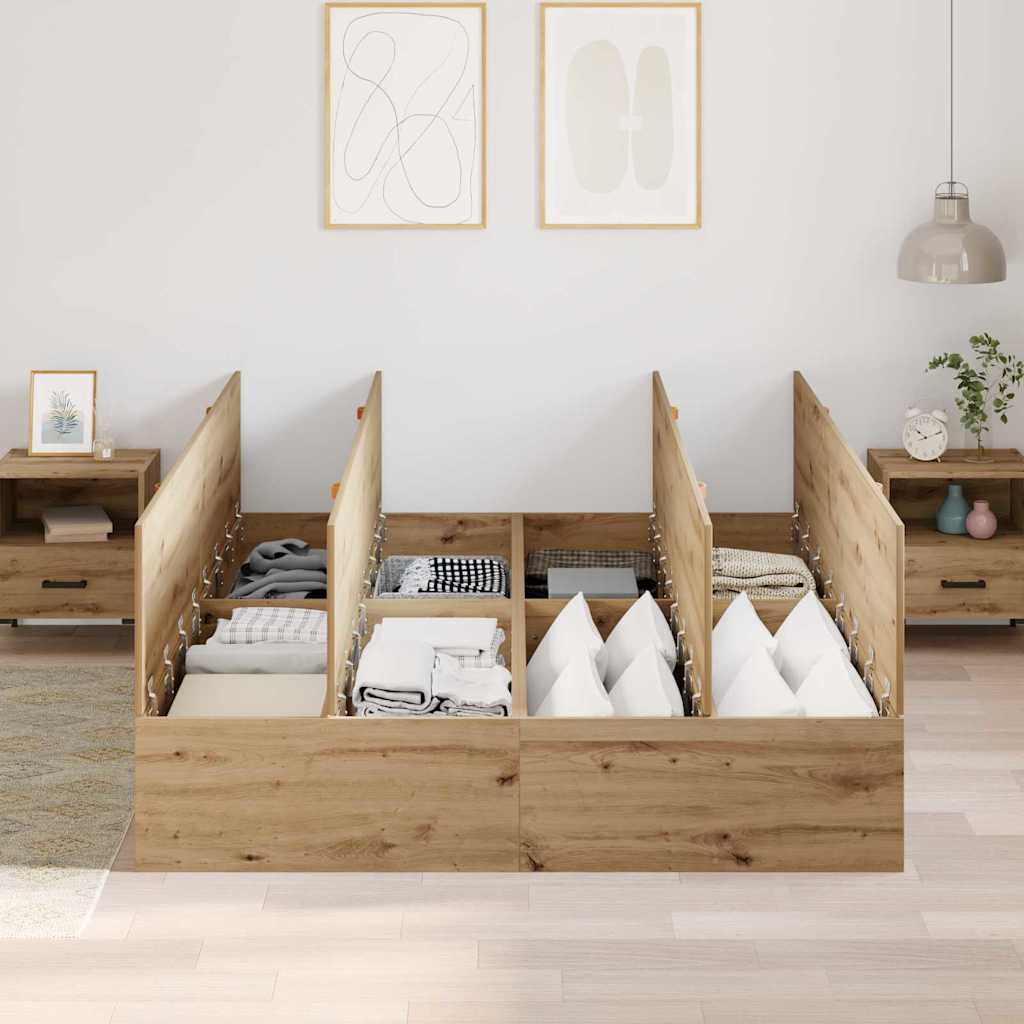Struttura letto con contenitore Rovere artigianale 150 x 200 cm | homemem39