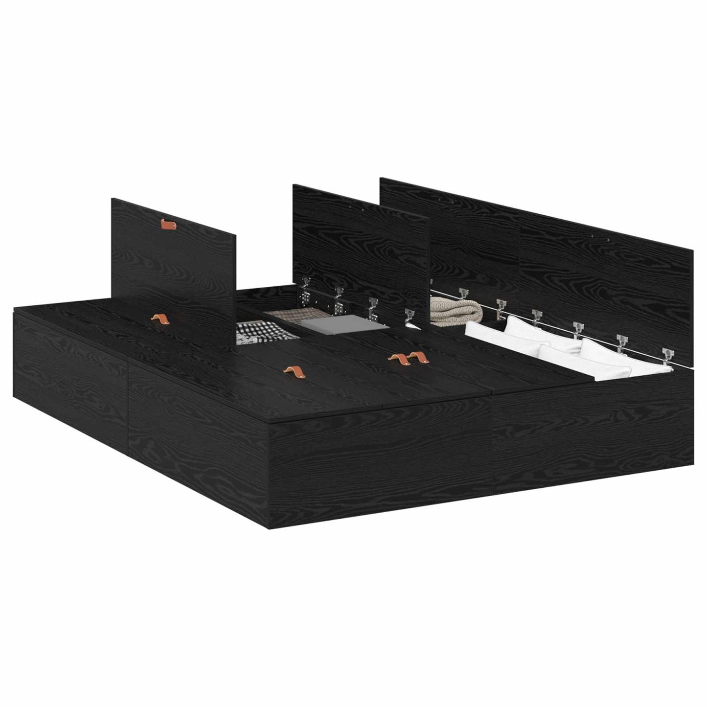 Struttura letto con contenitore Rovere Nero 160 x 200 cm