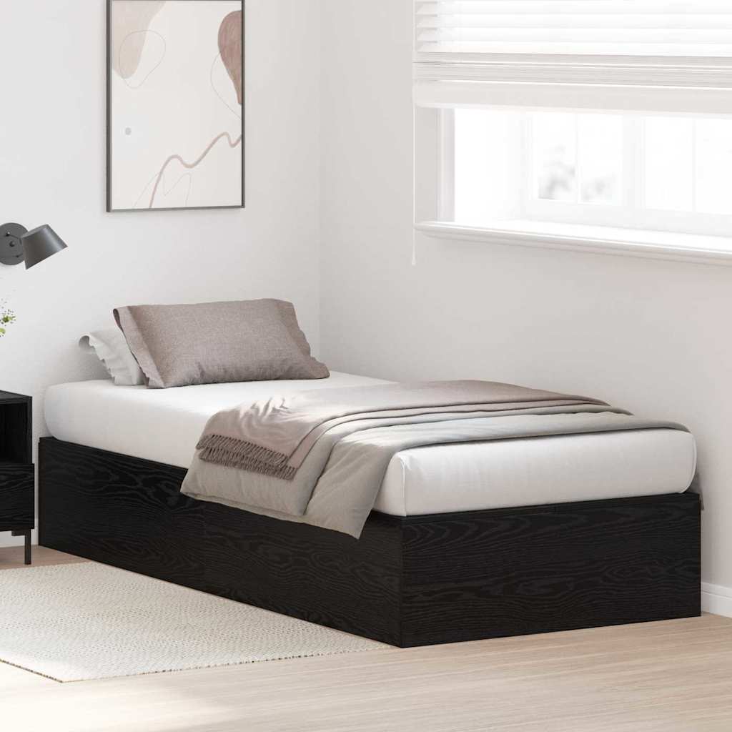 Struttura letto con contenitore Rovere Nero 90 x 190 cm | homemem39