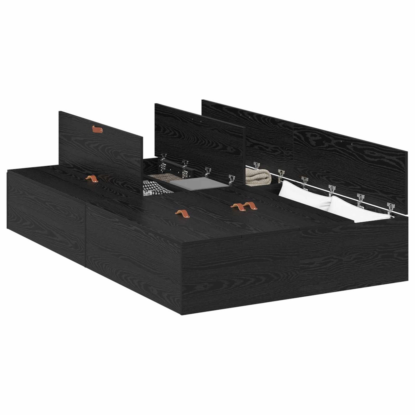 Struttura letto con contenitore Rovere Nero 120 x 190 cm