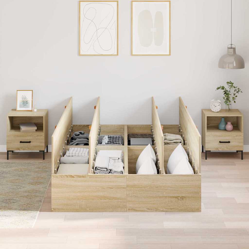 Struttura letto con contenitore Rovere Sonoma 120 x 190 cm | homemem39
