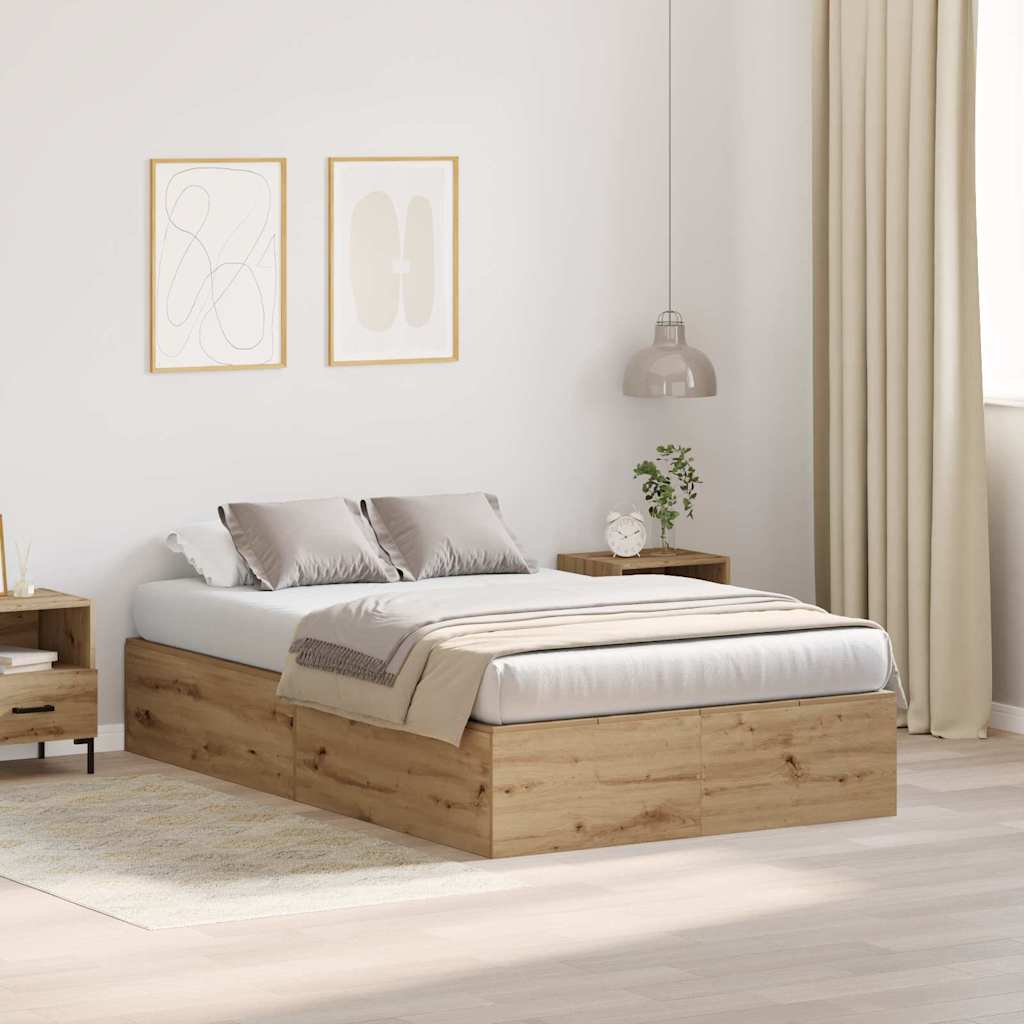 Struttura letto con contenitore Rovere artigianale 120 x 190 cm