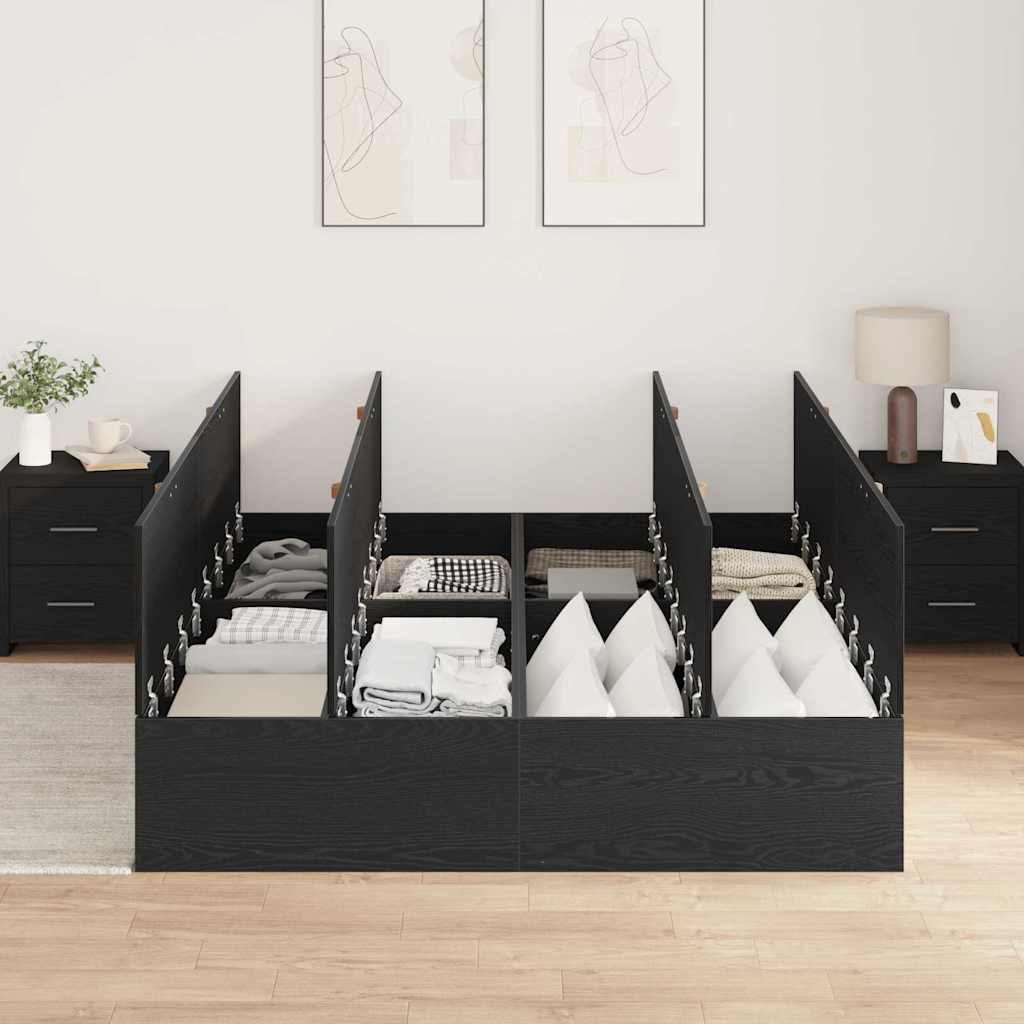 Struttura letto con contenitore Rovere Nero 140 x 190 cm | homemem39