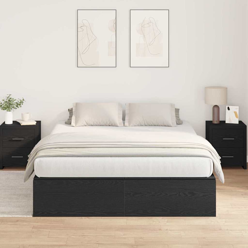 Struttura letto con contenitore Rovere Nero 140 x 190 cm | homemem39