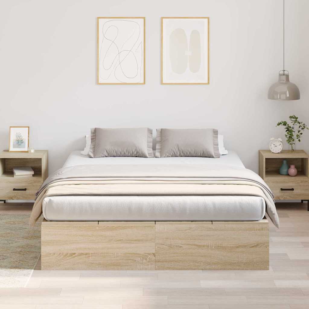 Struttura letto con contenitore Rovere Sonoma 140 x 190 cm | homemem39