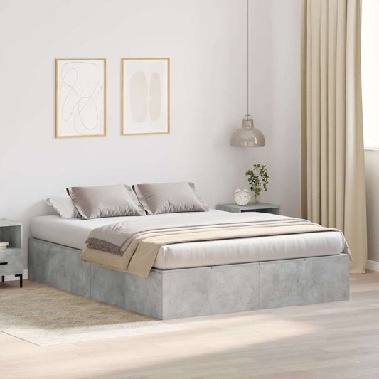 Struttura letto con contenitore Grigio cemento 140 x 190 cm