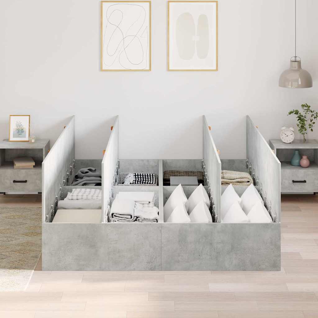 Struttura letto con contenitore Grigio cemento 140 x 190 cm | homemem39