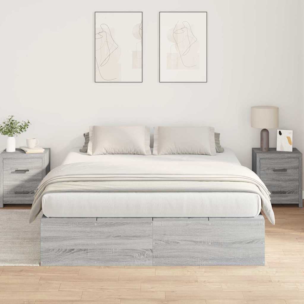 Struttura letto con contenitore Grigio Sonoma 140 x 190 cm | homemem39
