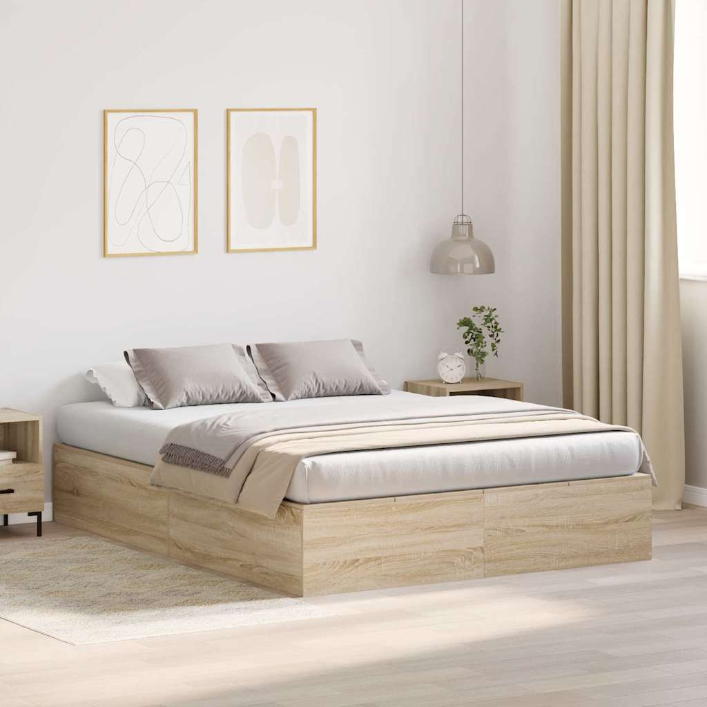 Struttura letto con contenitore Rovere Sonoma 135 x 190 cm