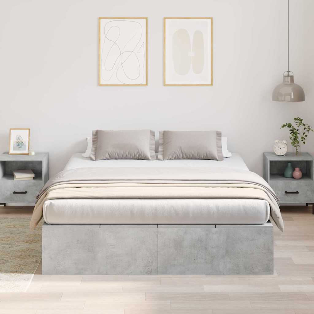 Struttura letto con contenitore Grigio cemento 135 x 190 cm